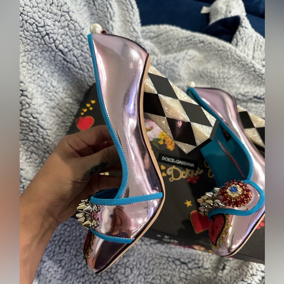 DOLCE & GABBANA Jackie Leather Court Block Heels US7 UK4 EU37 - Picture 8 of 17